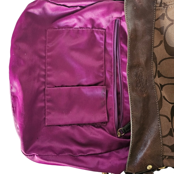 Coach 12674 Zoe Signature Logo Hobo Bag Brown Jaquard Shoulder Purse Large - Picture 14 of 14